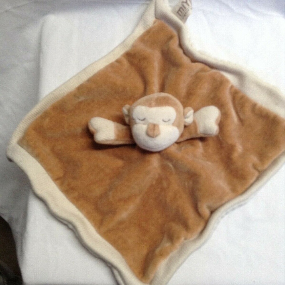 Miyim Simply Organic Tan Brown Monkey Chimp Security Lovely Blanket Blankie - Picture 1 of 2